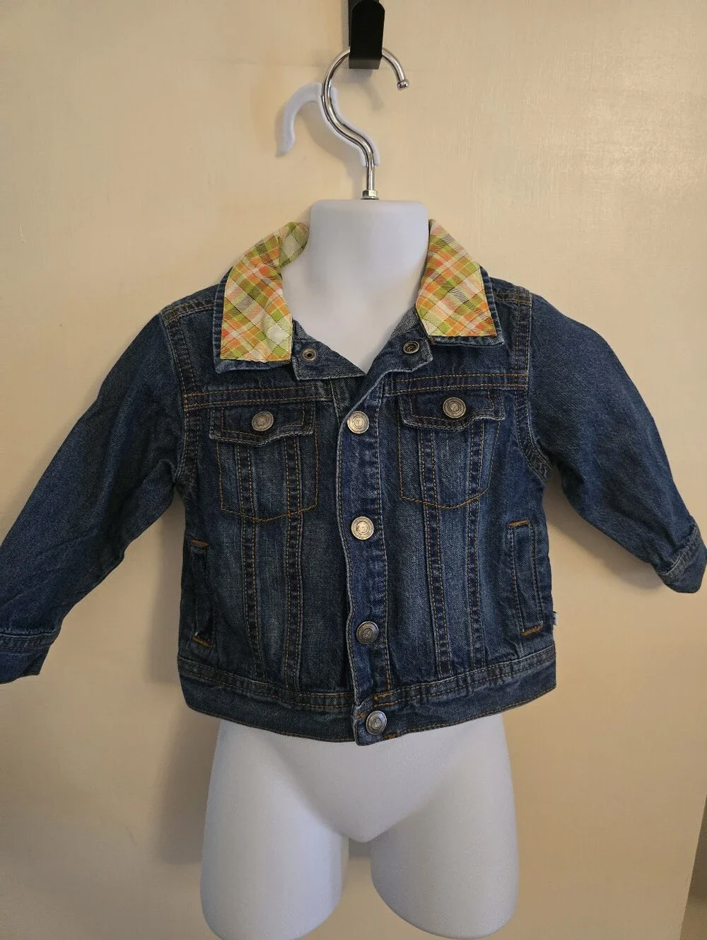 Carter’s 18M One of a Kind Fall Pumpkin Scarecrow Denim Jacket Snap Front